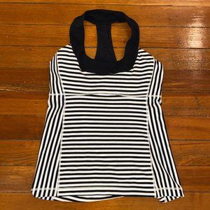 Black/ White Striped Lululemon Scoop Neck Tank